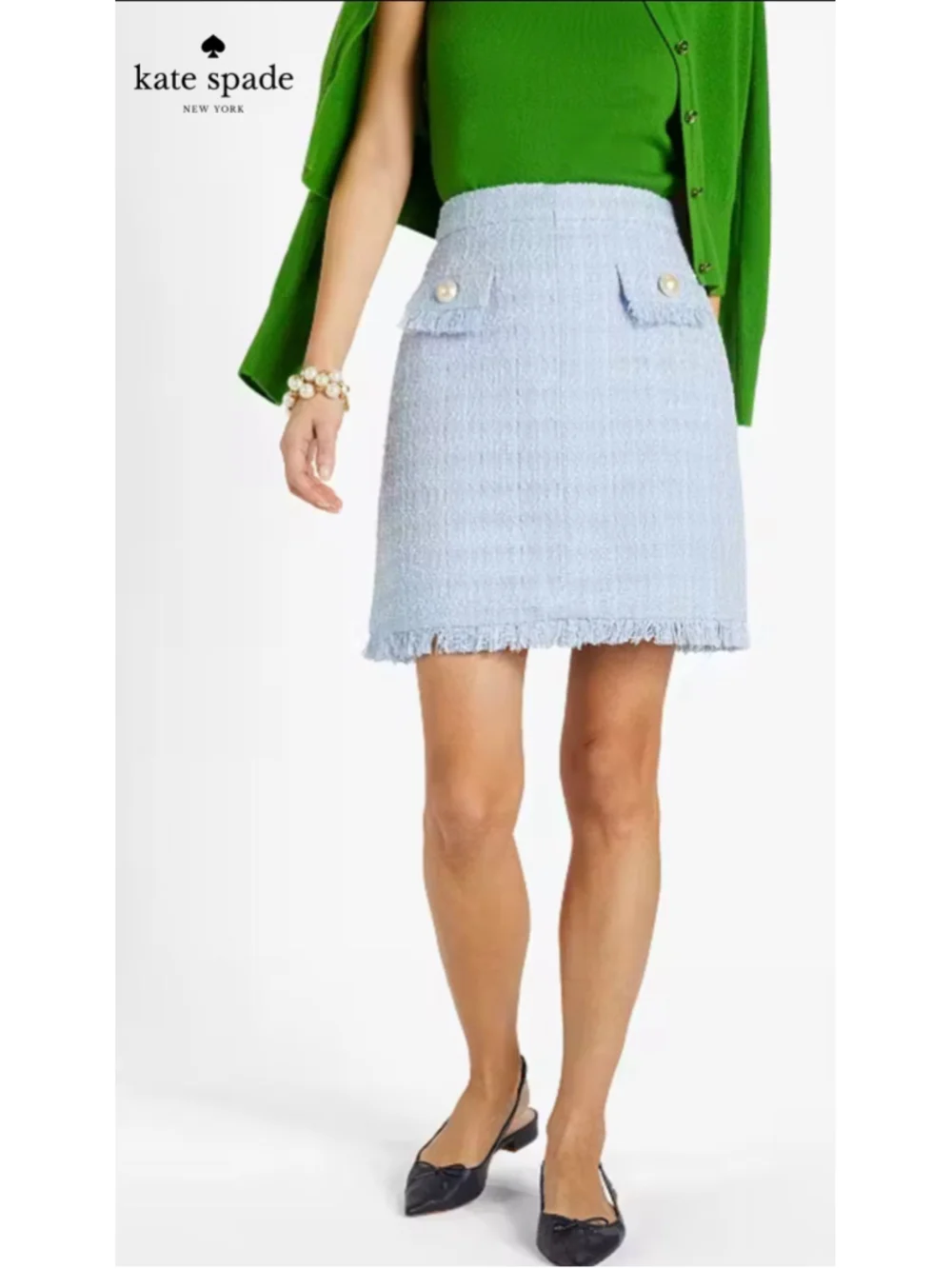 Women's Kate Spade A-Line Tweed Mini Skirt, Size 8, Light Blue